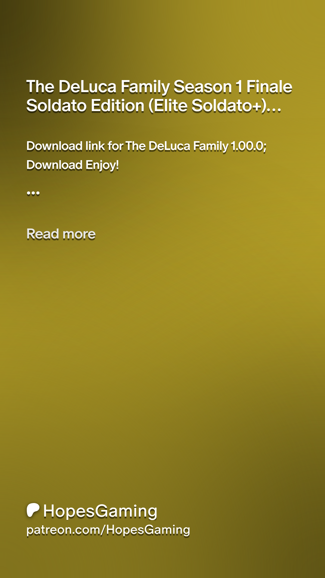 The DeLuca Family Season 1 Finale Soldato Edition (Elite Soldato+)(Eng.) |  Patreon