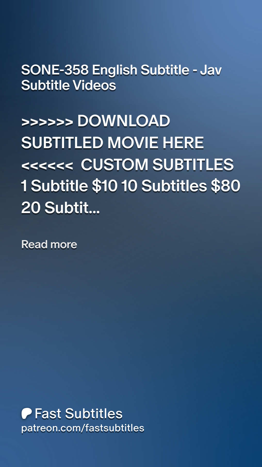 SONE-358 English Subtitle - Jav Subtitle Videos | Patreon
