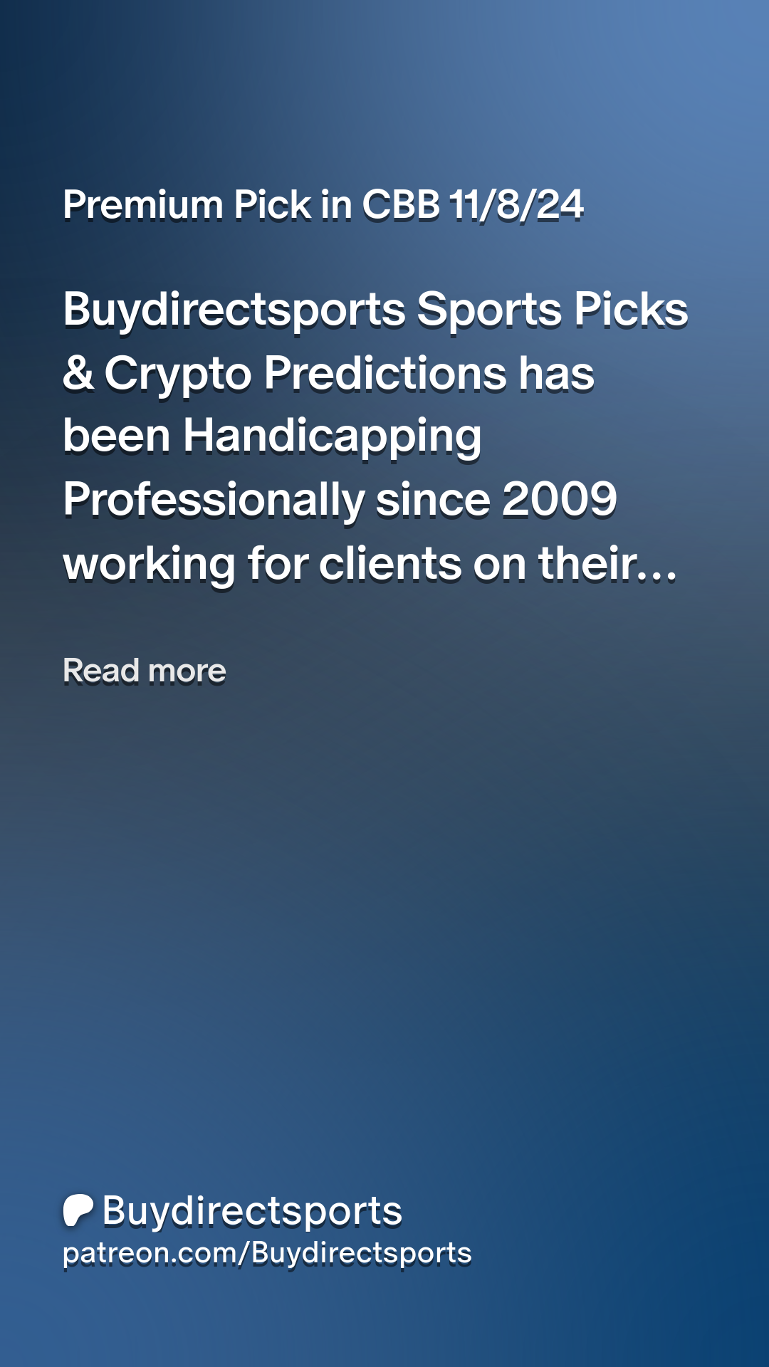 Premium Pick in CBB 11/8/24 | Patreon