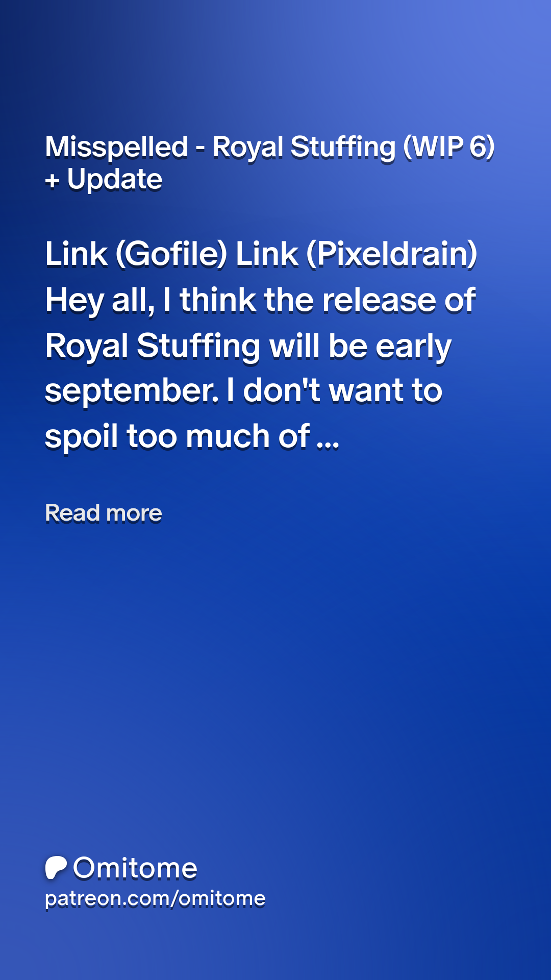 Misspelled - Royal Stuffing (WIP 6) + Update | Patreon