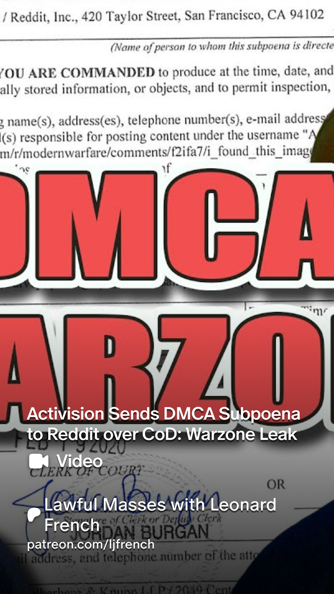 Activision Sends DMCA Subpoena to Reddit over CoD: Warzone Leak | Patreon