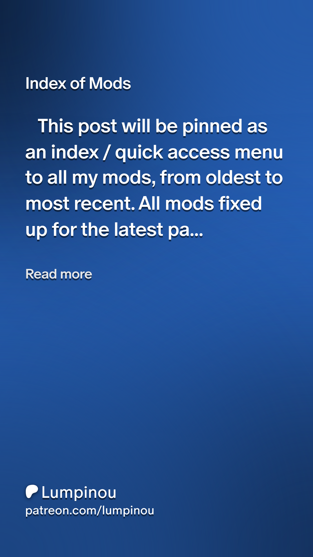 Index of Mods | Patreon