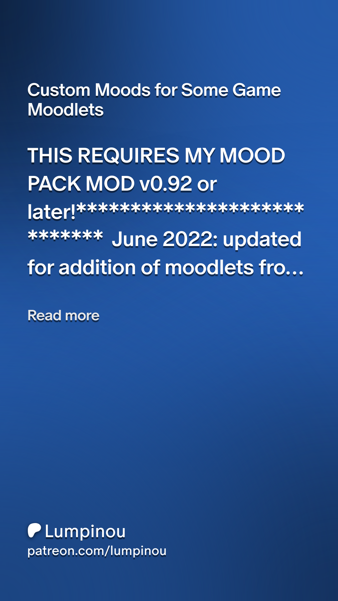 Custom Moods for Some Game Moodlets | Patreon