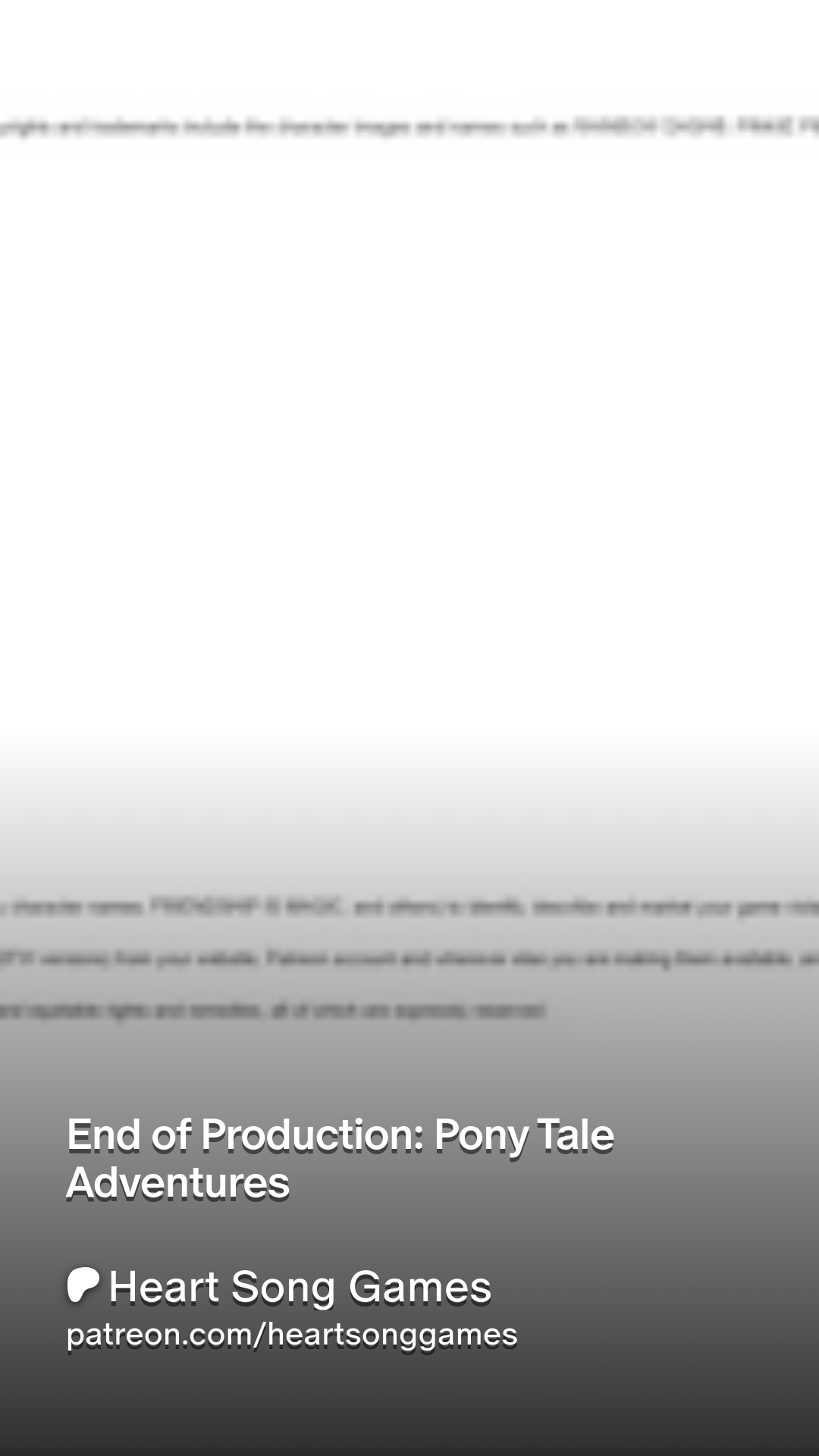 End of Production: Pony Tale Adventures | Patreon