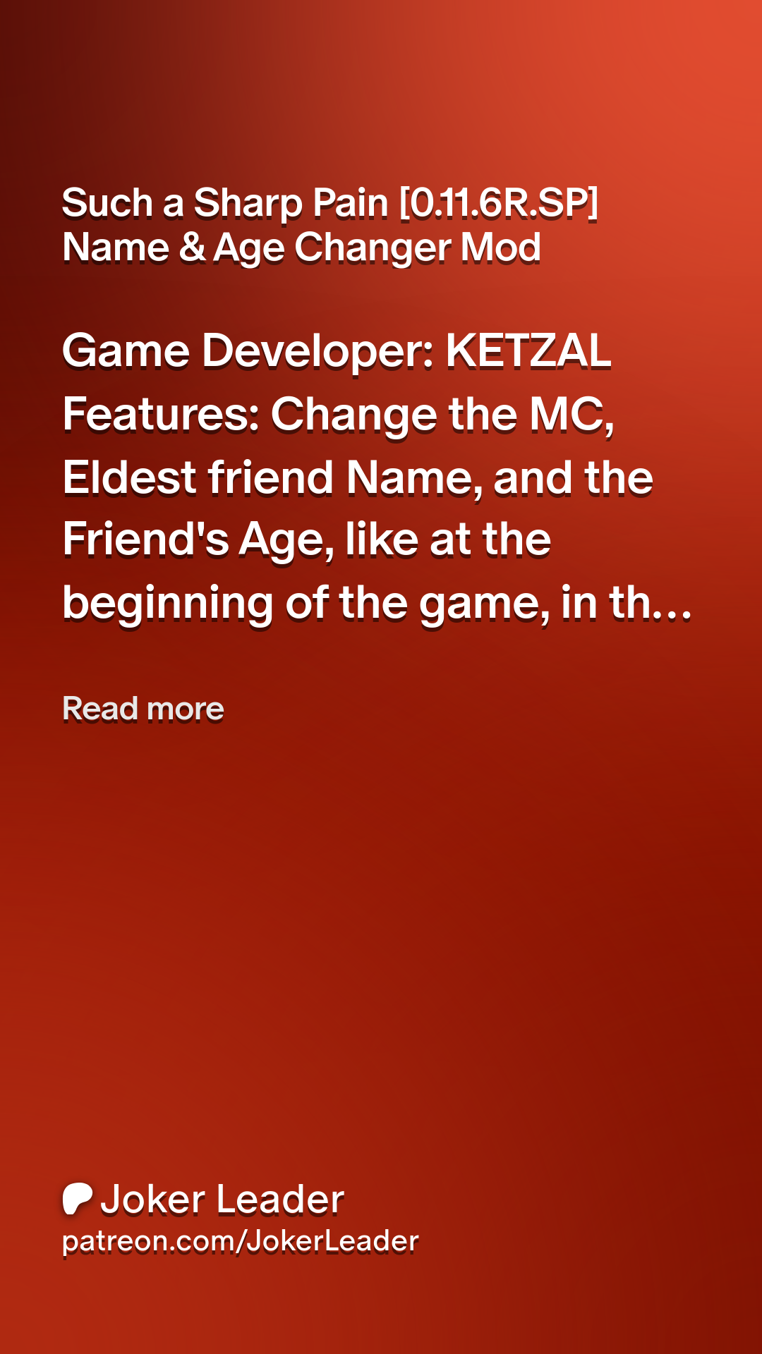 Such a Sharp Pain [0.11.6R.SP] Name & Age Changer Mod | Patreon