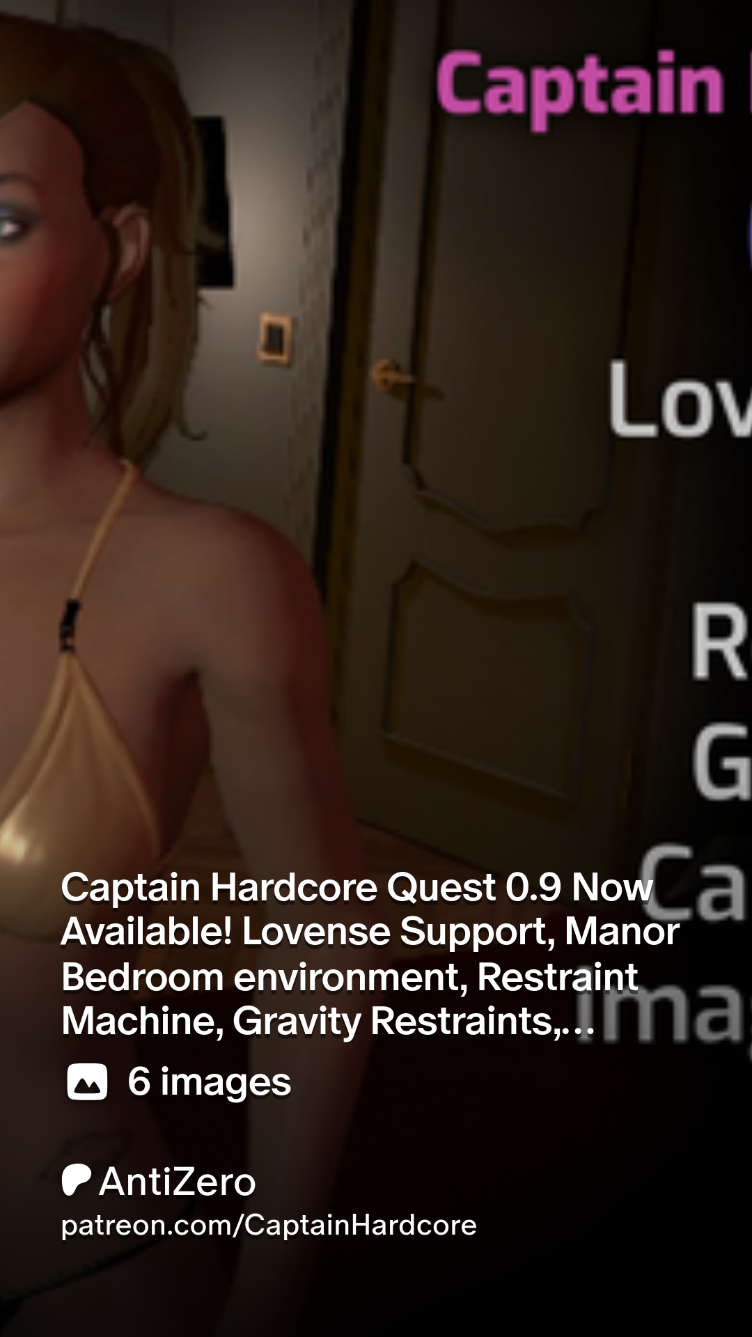 Captain Hardcore Quest 0.9 Now Available! Lovense Support, Manor Bedroom  environment, Restraint Machine, Gravity Restraints, Cameras + Screens and  Image import object! | Patreon