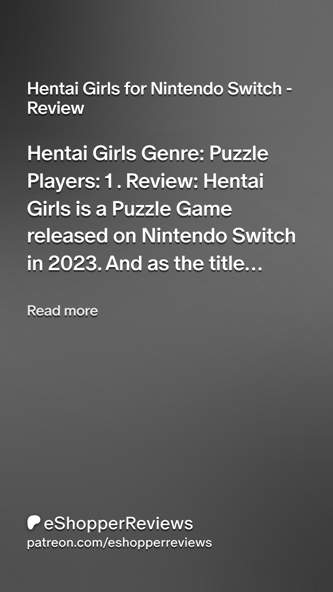 Hentai Girls for Nintendo Switch - Review | Patreon