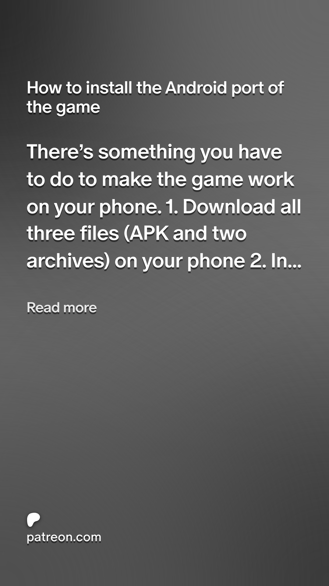 How to install the Android port of the game | Patreon