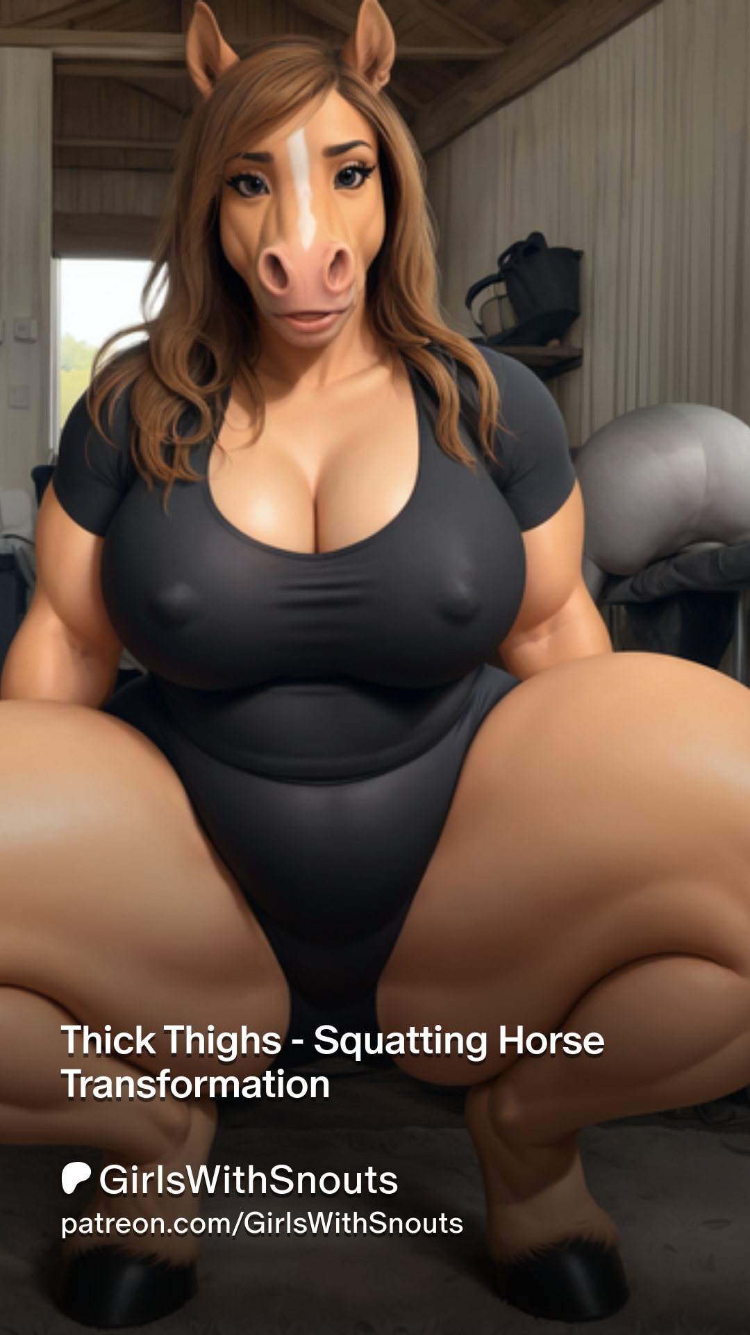 Thick Thighs - Squatting Horse Transformation | Patreon