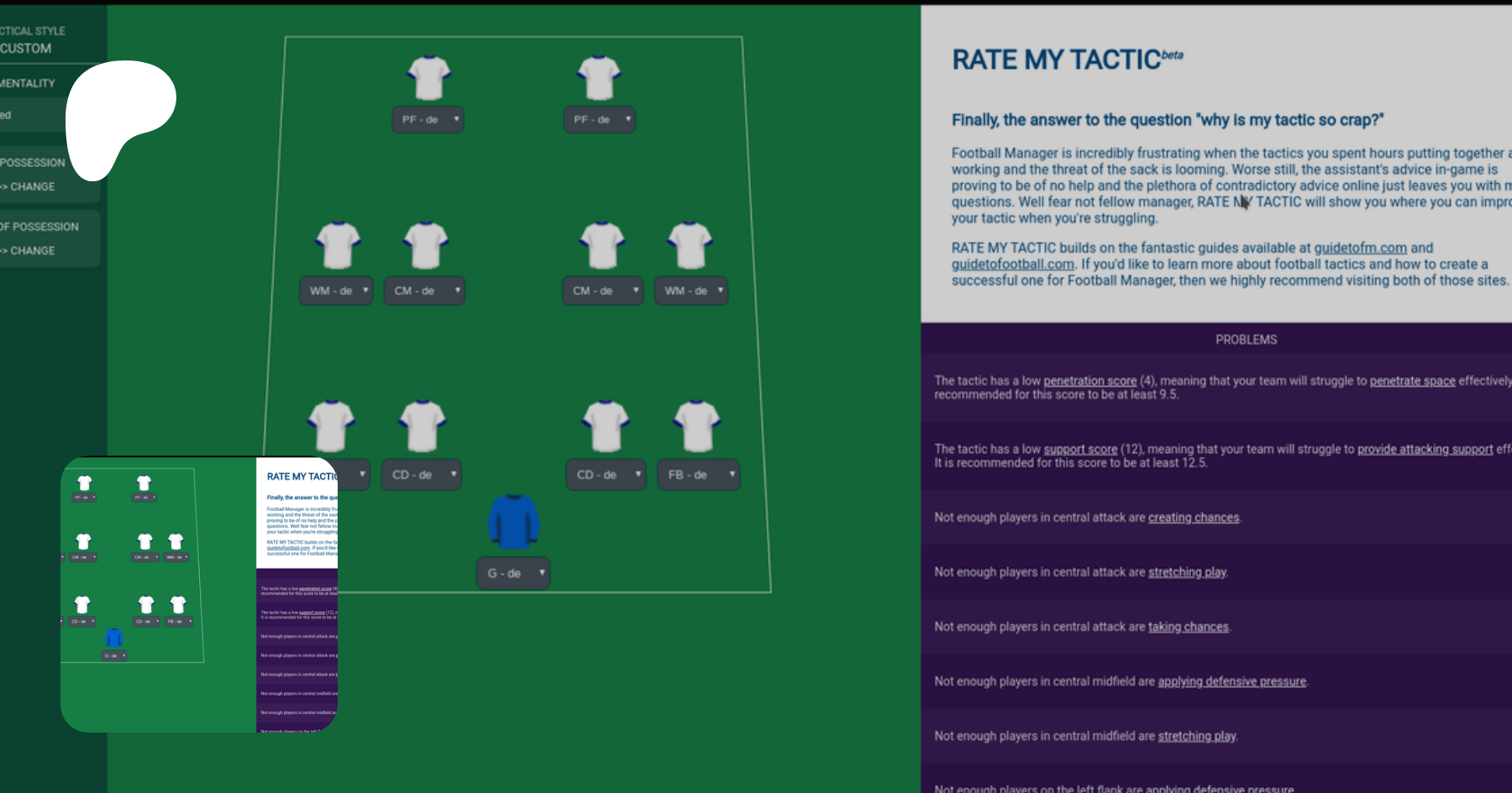Rate My Tactic, creating a Football Manager tactic analyser