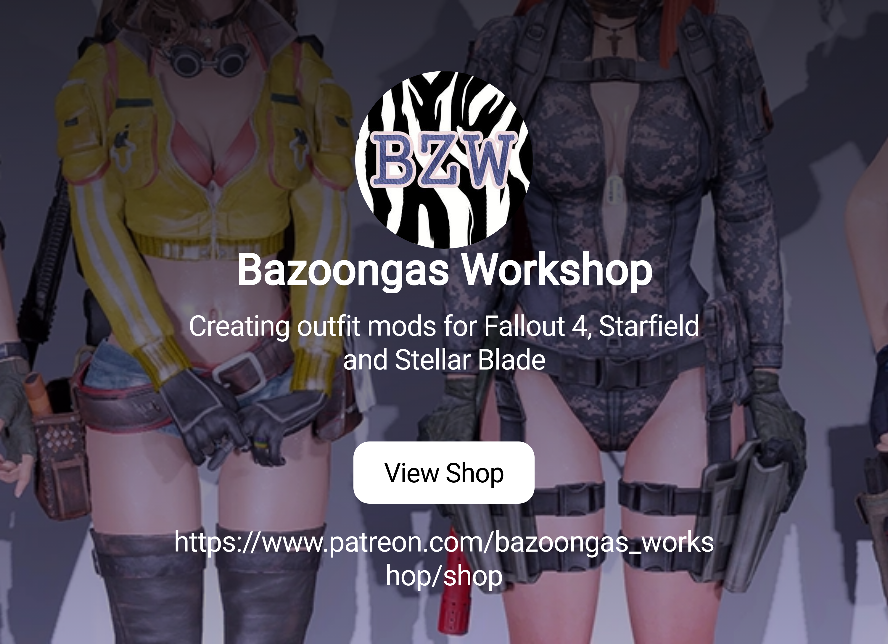 Bazoongas Workshop | Creating outfit mods for Fallout 4, Starfield and  Stellar Blade