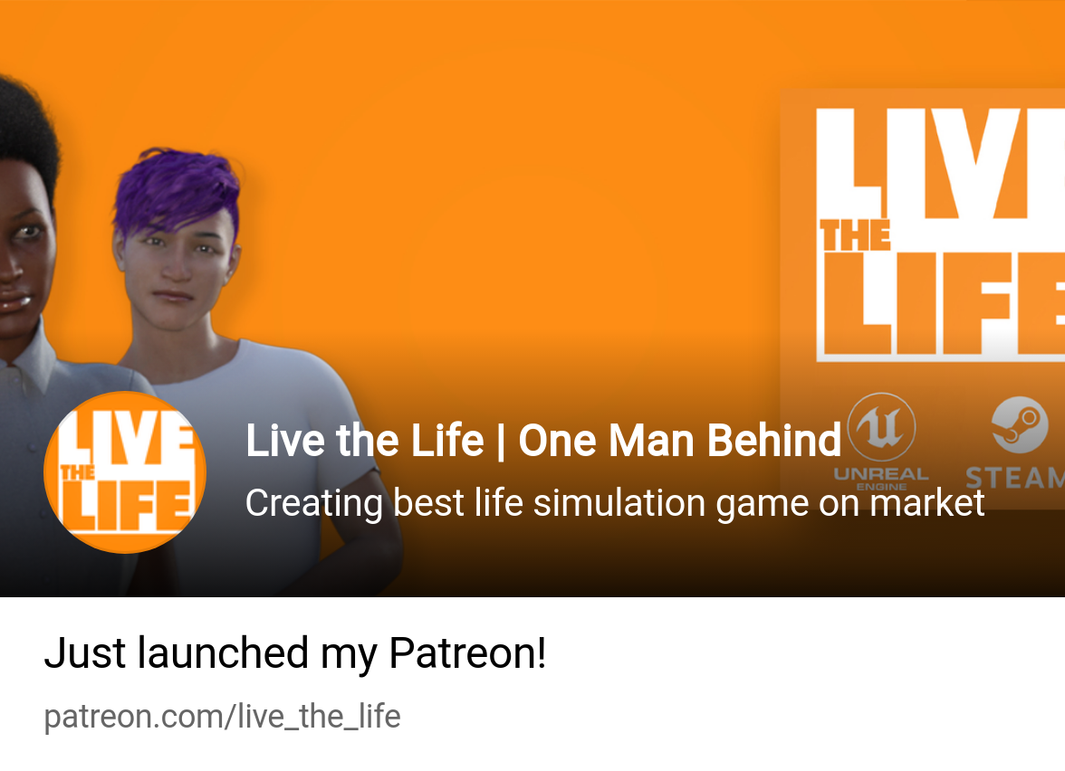 Live the Life | One Man Behind | Creating best life simulation game on  market | Patreon