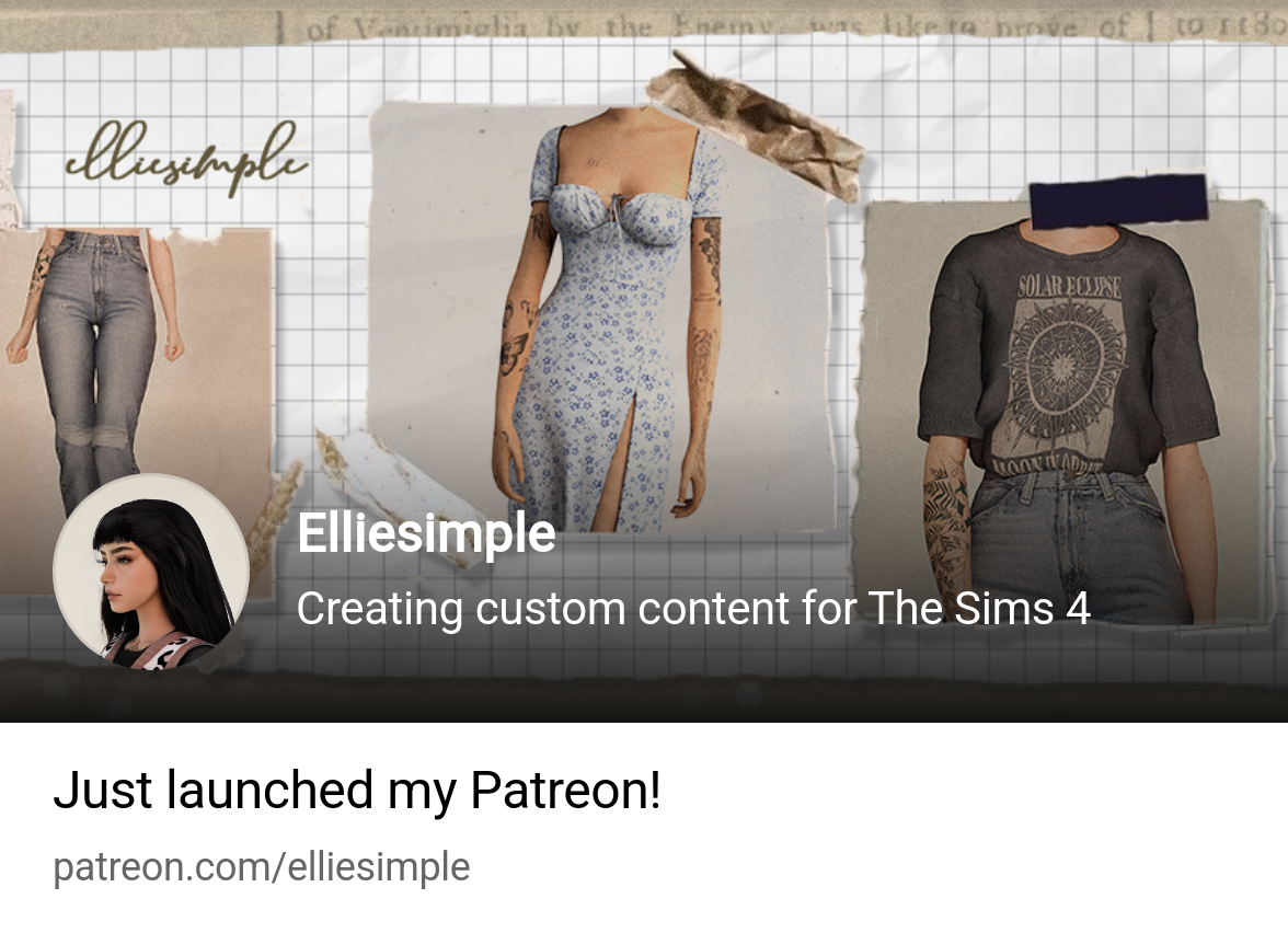 Elliesimple | Creating custom content for The Sims 4 | Patreon