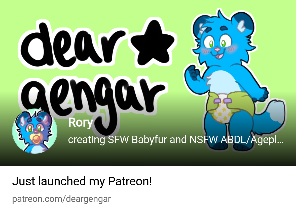 Rory | creating SFW Babyfur and NSFW ABDL/Ageplay art! | Patreon