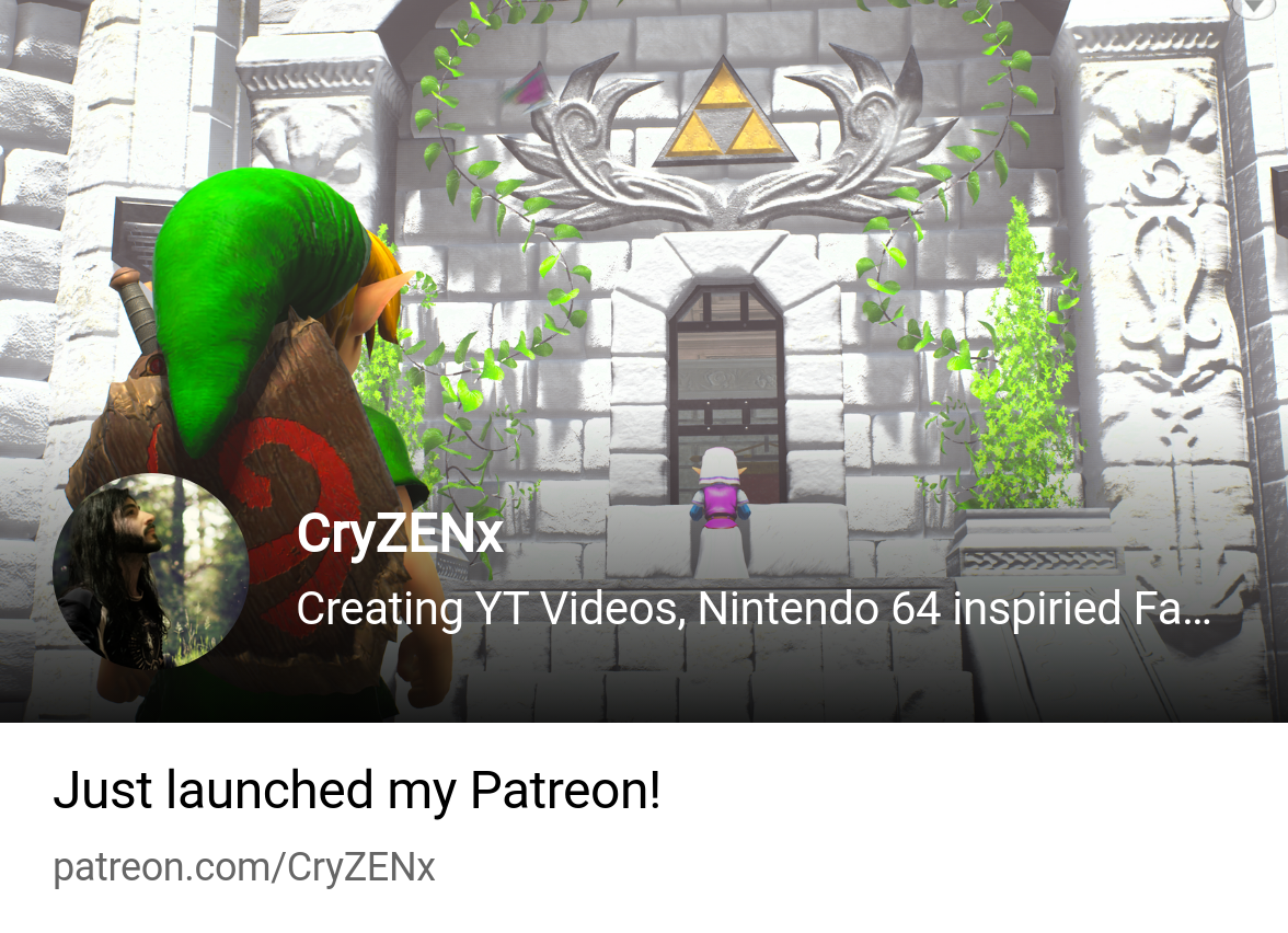 CryZENx | Creating YT Videos, Nintendo 64 inspiried Fan-Recreations in UE |  Patreon