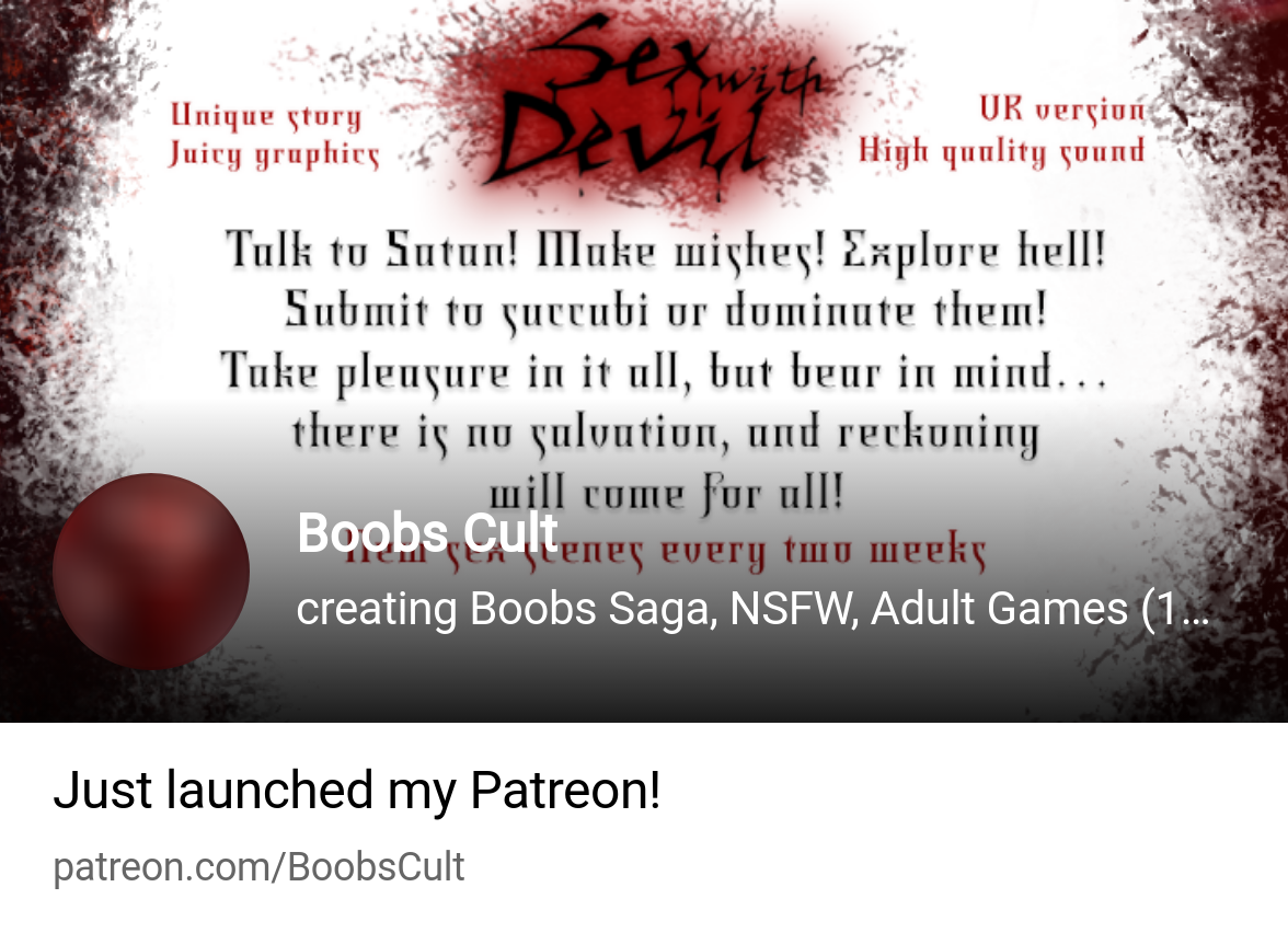 Boobs Cult | creating Boobs Saga, NSFW, Adult Games (18+) | Patreon