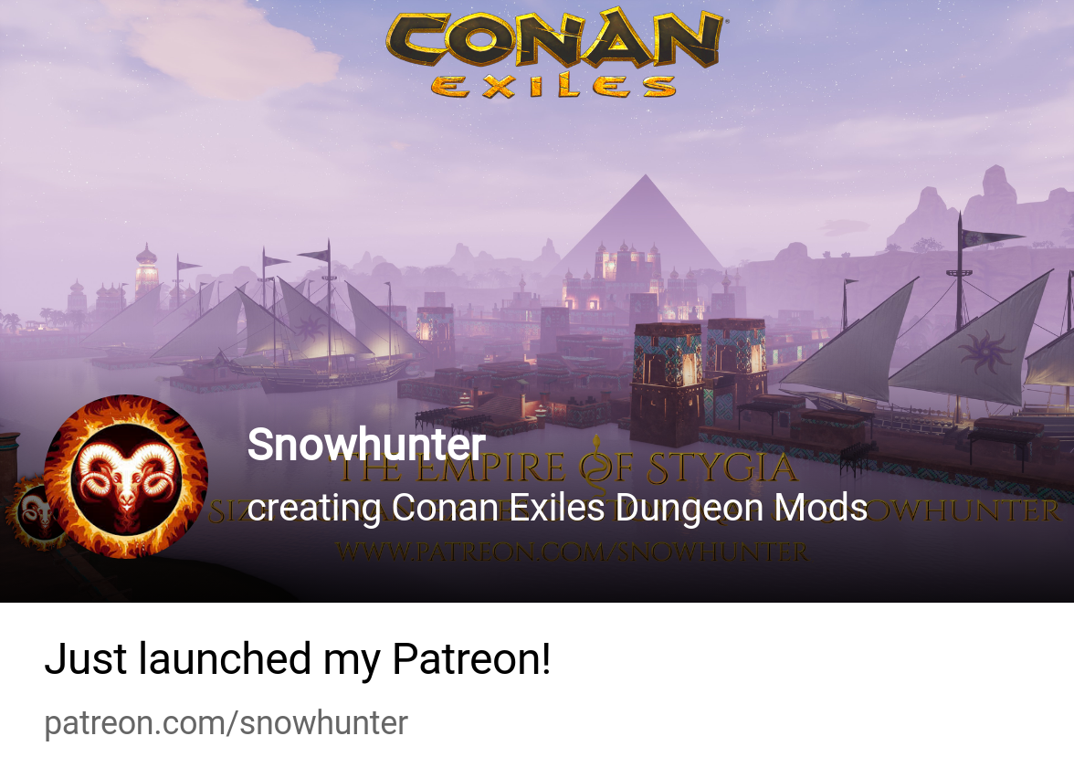 Snowhunter | creating Conan Exiles Dungeon Mods | Patreon