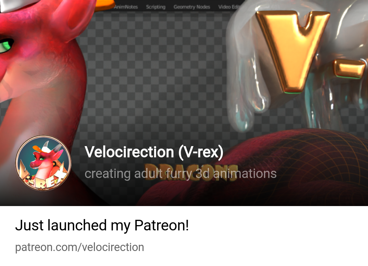 Velocirection (V-rex) | creating adult furry 3d animations | Patreon