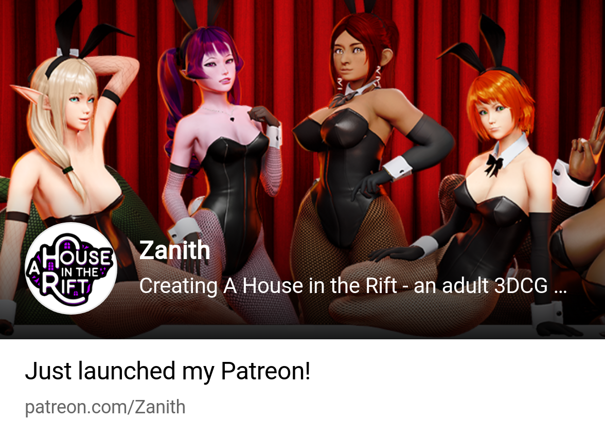 Zanith | Creating A House in the Rift - an adult 3DCG VN | Patreon