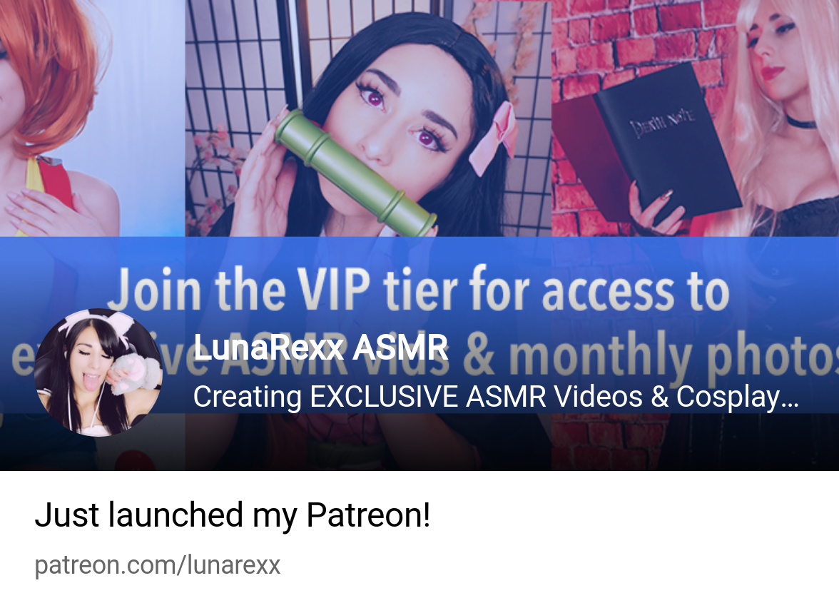 LunaRexx ASMR | Creating EXCLUSIVE ASMR Videos & Cosplay Content (LEWD) |  Patreon