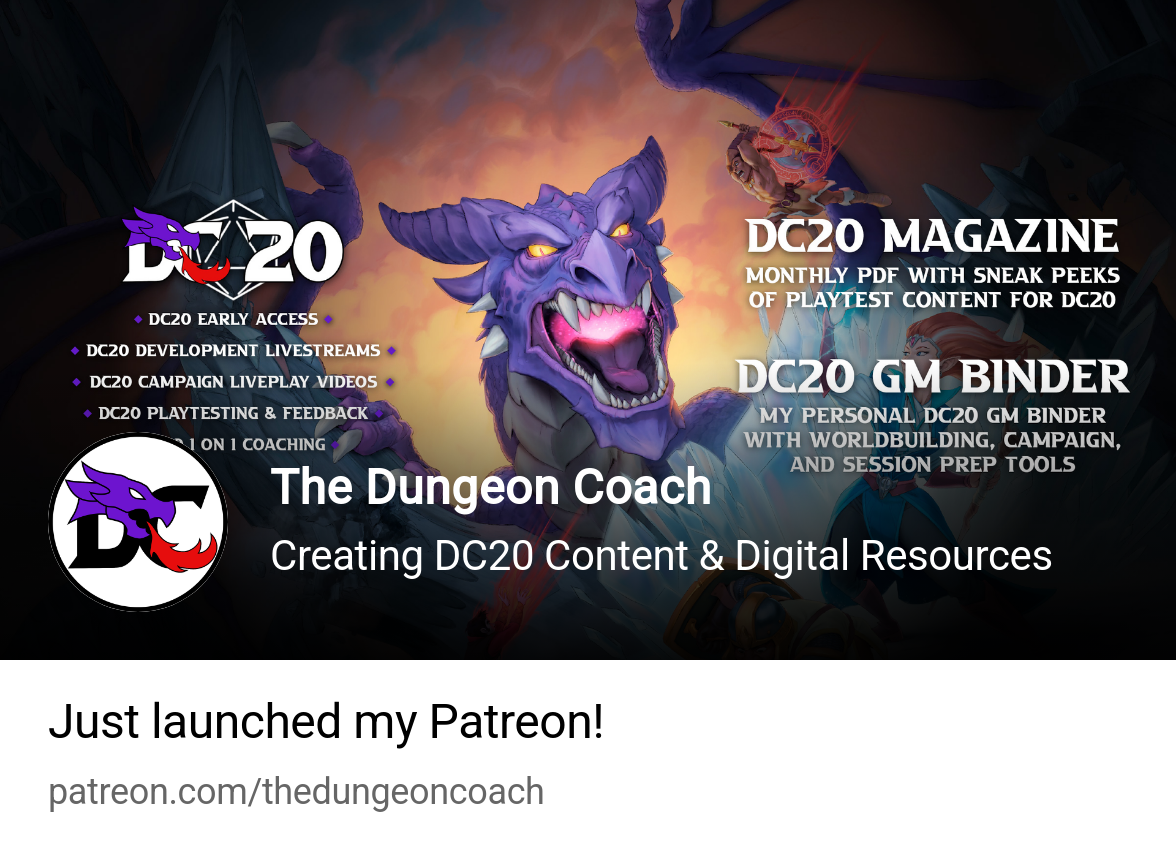 The Dungeon Coach | Creating DC20 Content & Digital Resources | Patreon