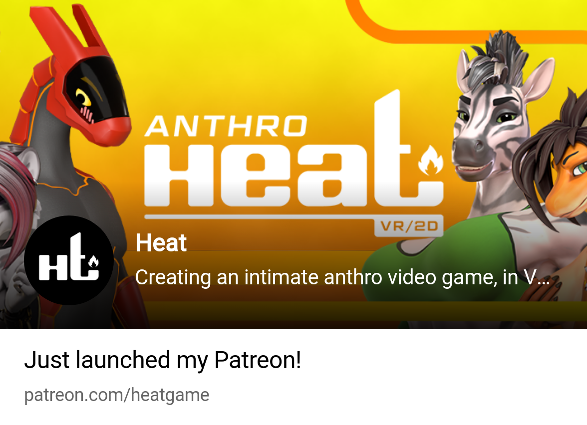 Heat | Creating an intimate anthro video game, in VR & 2D | Patreon