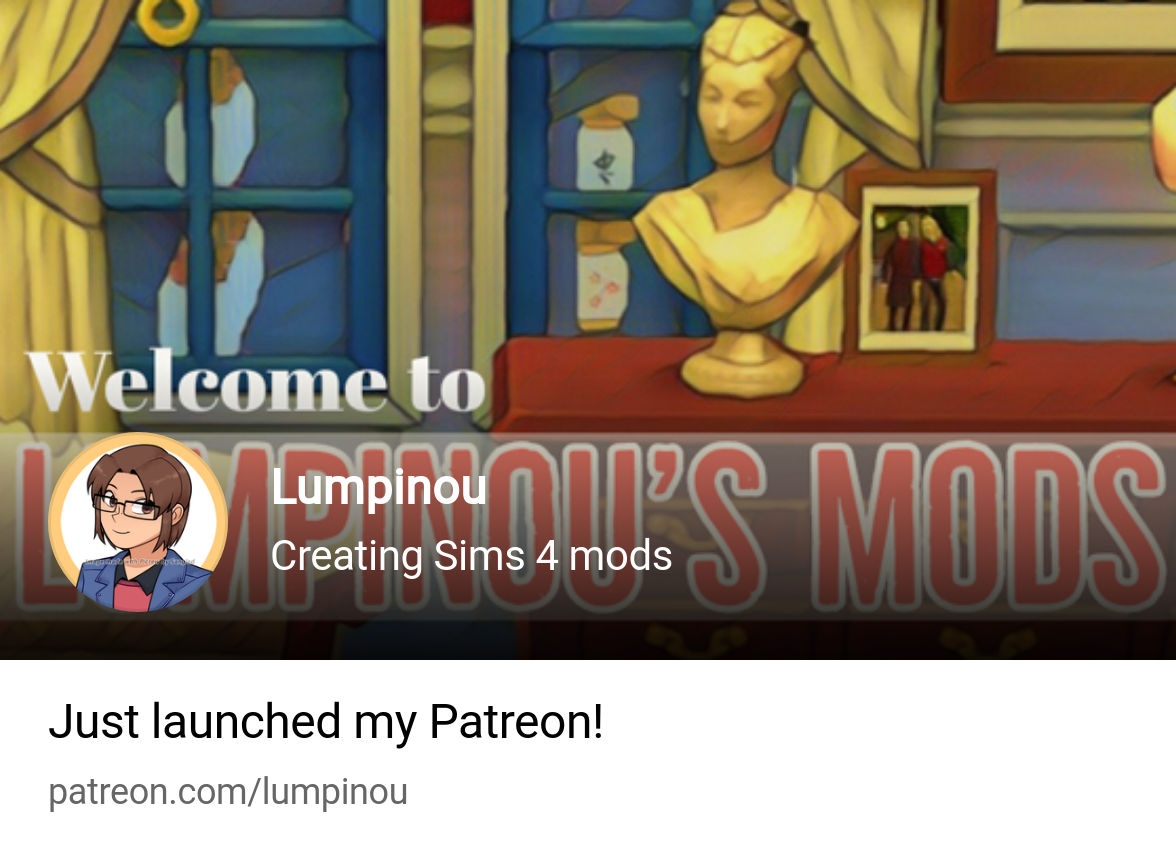 Lumpinou | Creating Sims 4 mods | Patreon