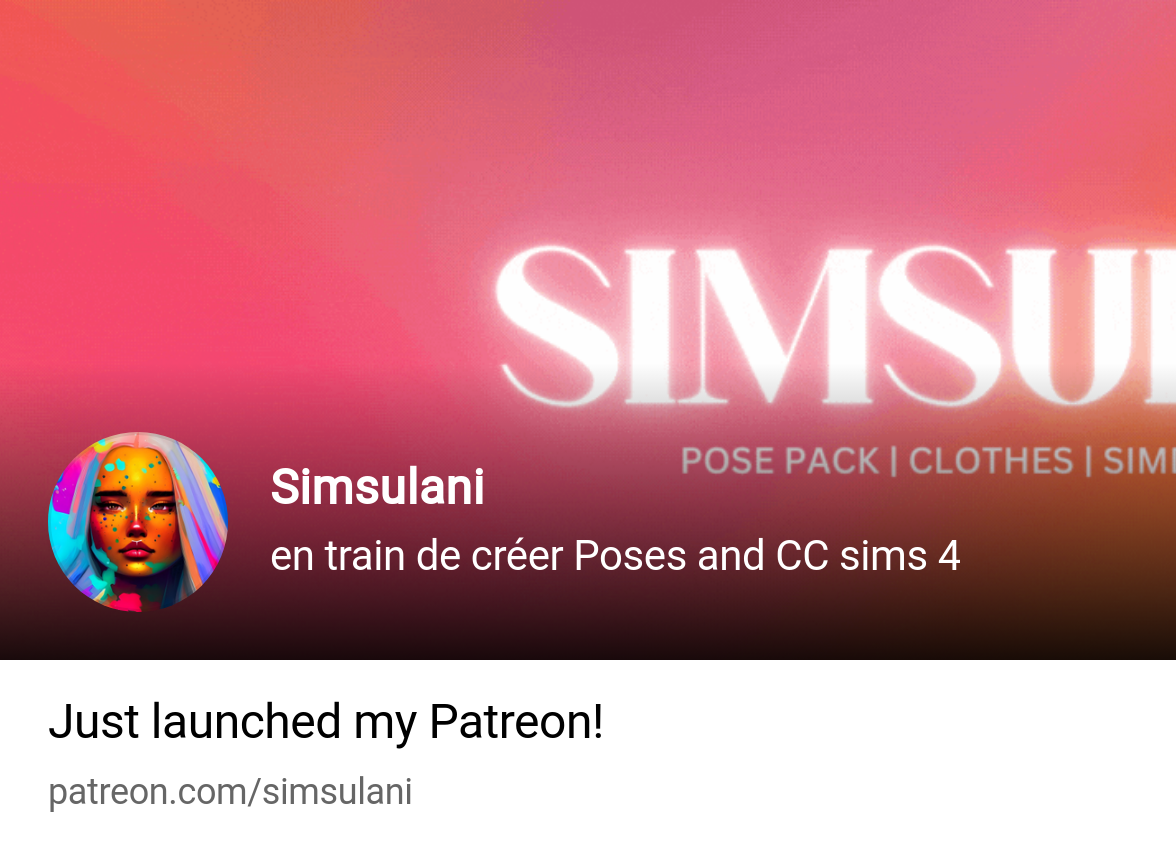 Simsulani | en train de créer Poses and CC sims 4 | Patreon