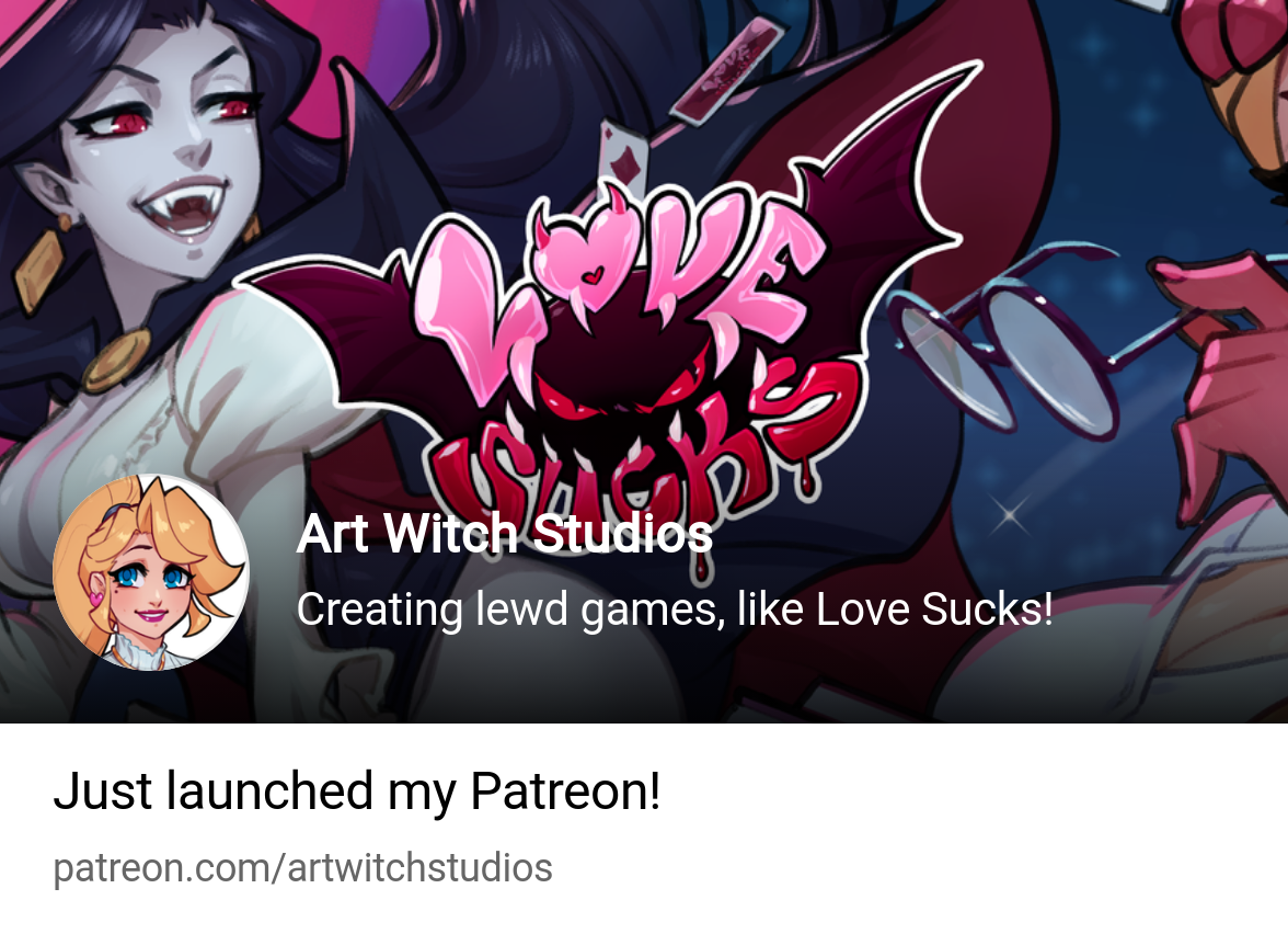 Art Witch Studios | Creating lewd games, like Love Sucks! | Patreon