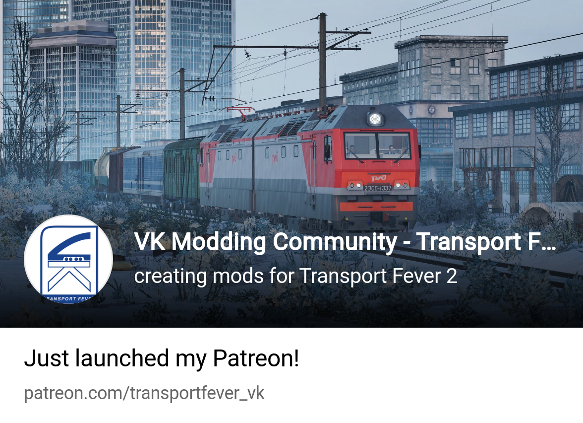 VK Modding Community - Transport Fever | creating mods for Transport Fever  2 | Patreon