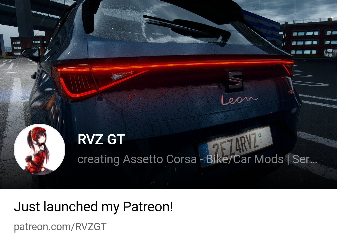 RVZ GT, creating Assetto Corsa - Bike/Car Mods, Servers