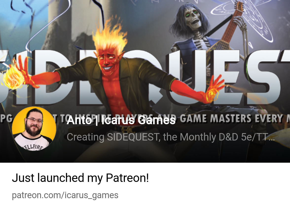 Anto 🎃 SIDEQUEST Magazine on Patreon on X: Join the Icarus Games Discord  & connect with over 900 fellow #ttrpg enthusiasts! With dedicated  spaces for players, game masters, and worldbuilding, it's the