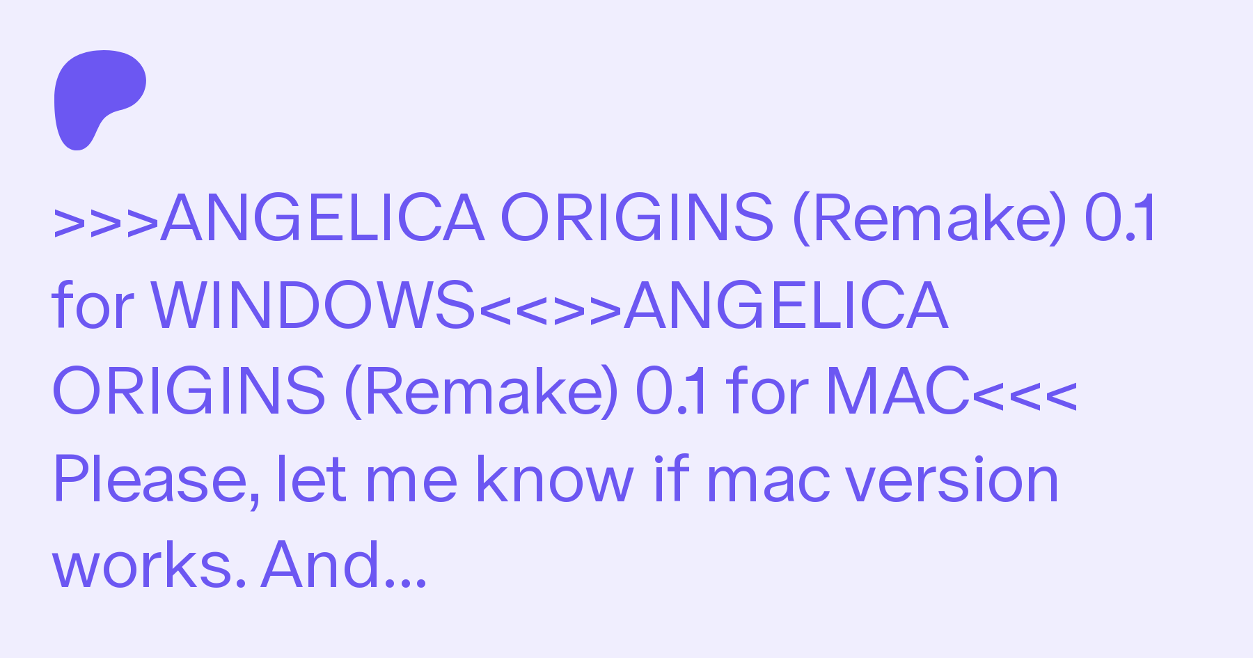 Angelica Origins Patreon