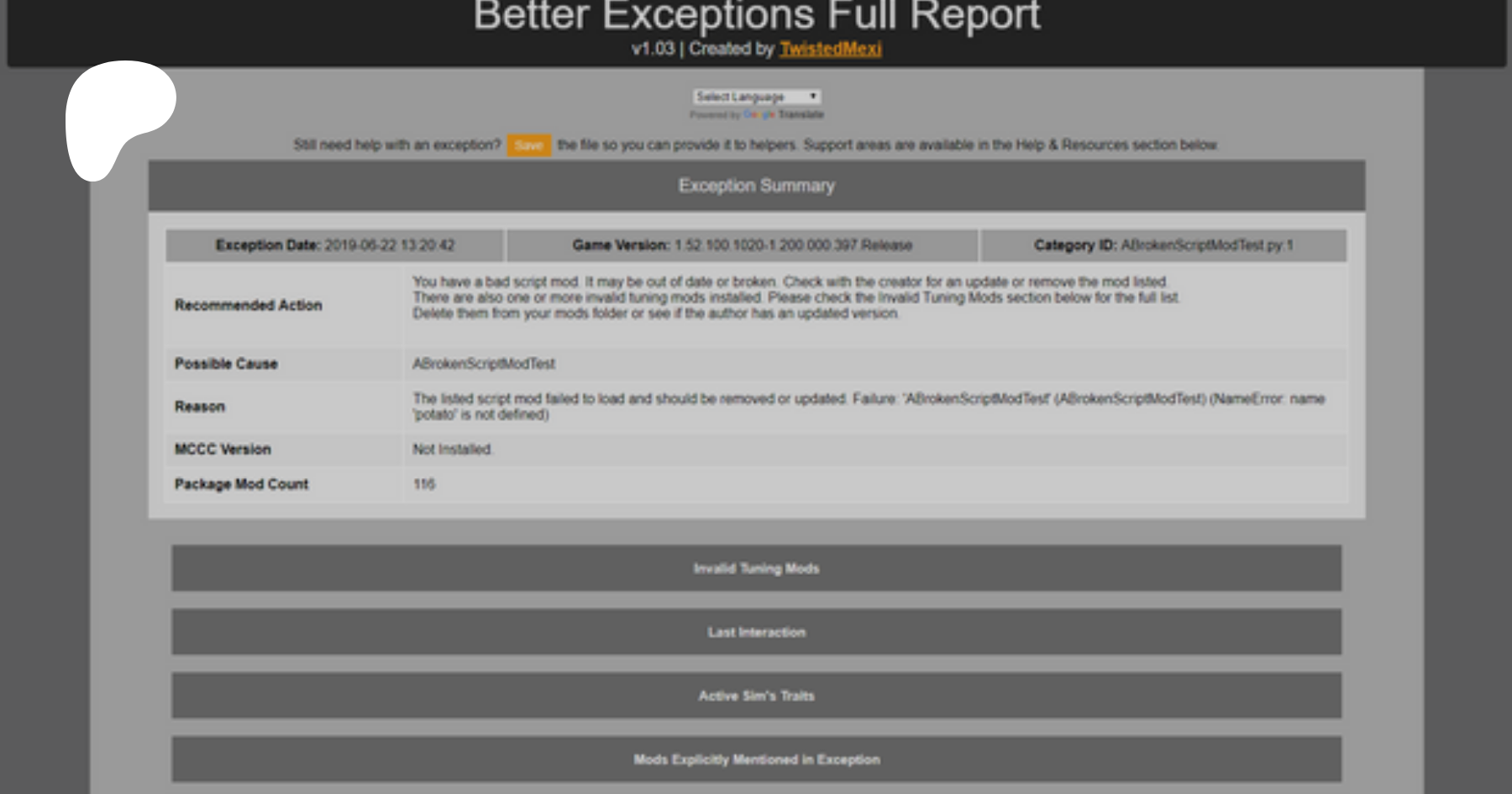 Better exceptions sims Better exceptions sims
