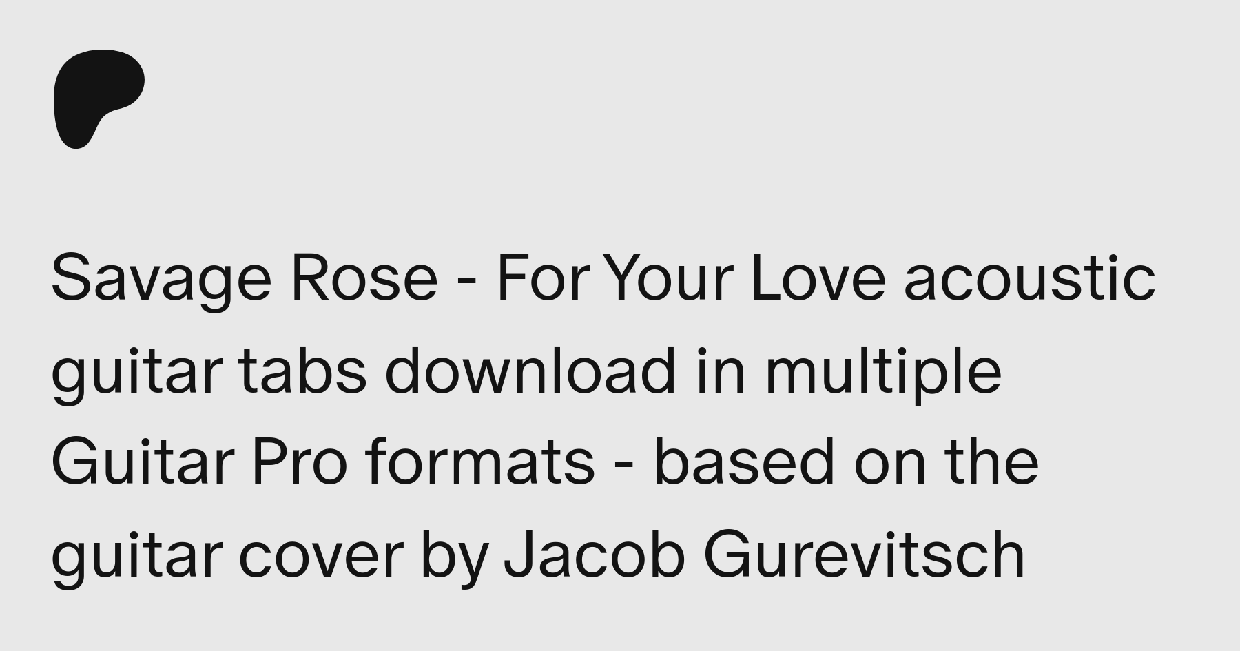 Jacob Gurevitsch For Your Love Tab Guitartabmaker Auf Patreon patreon