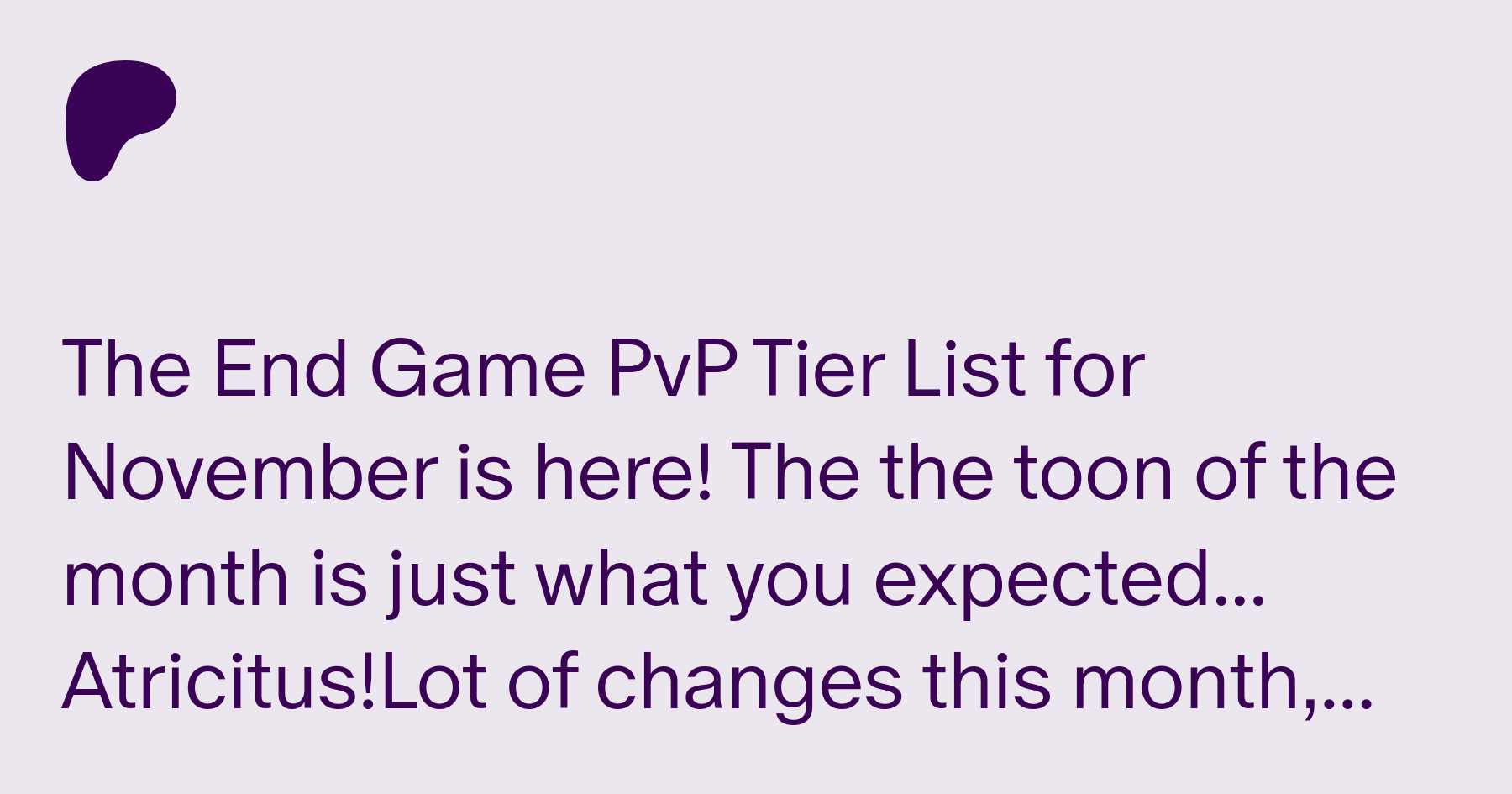 PvP Tier List (November 2022)