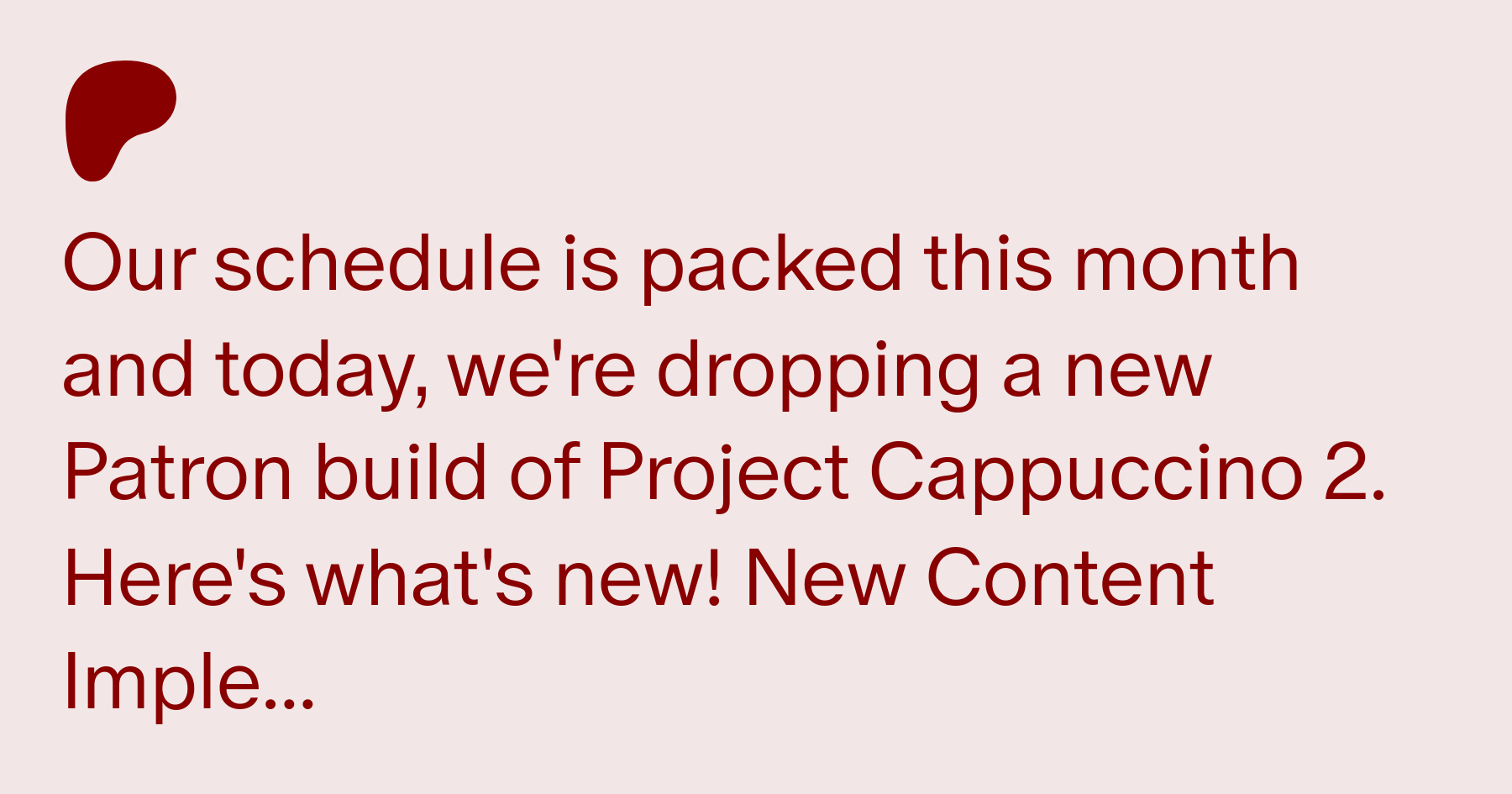 Project Cappuccino 2 - v0.1.6 Change Log | Patreon
