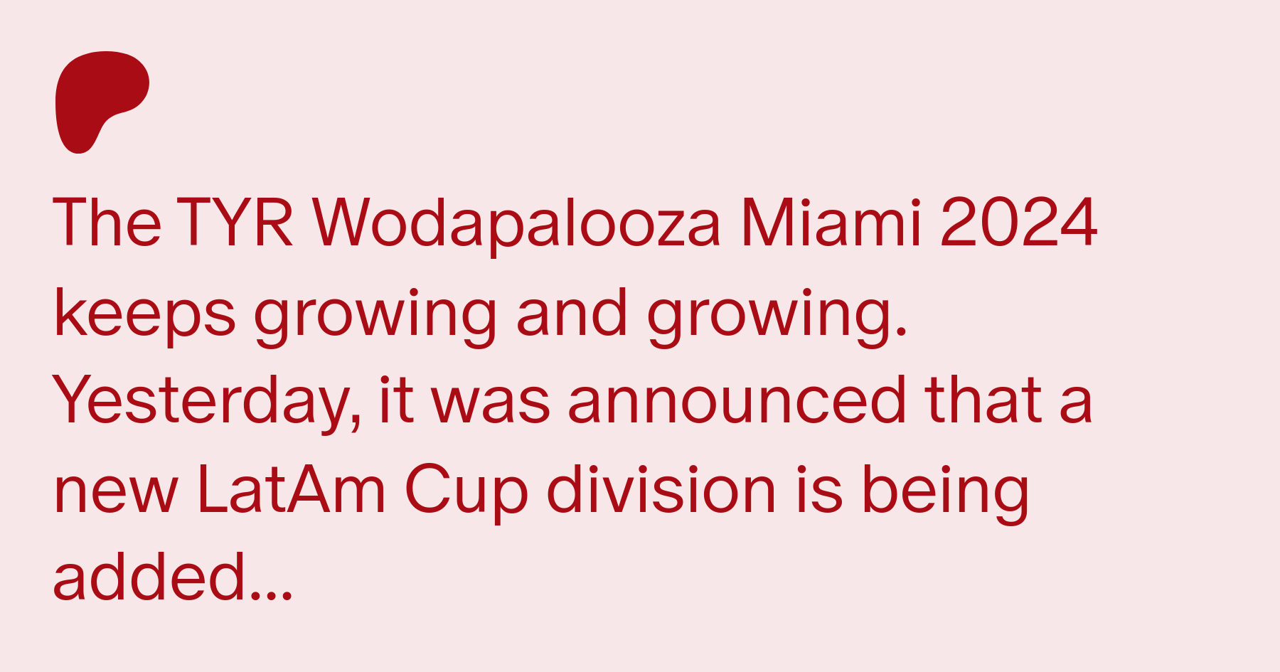 TYR Wodapalooza Miami 2024 Adds LatAm Cup Division