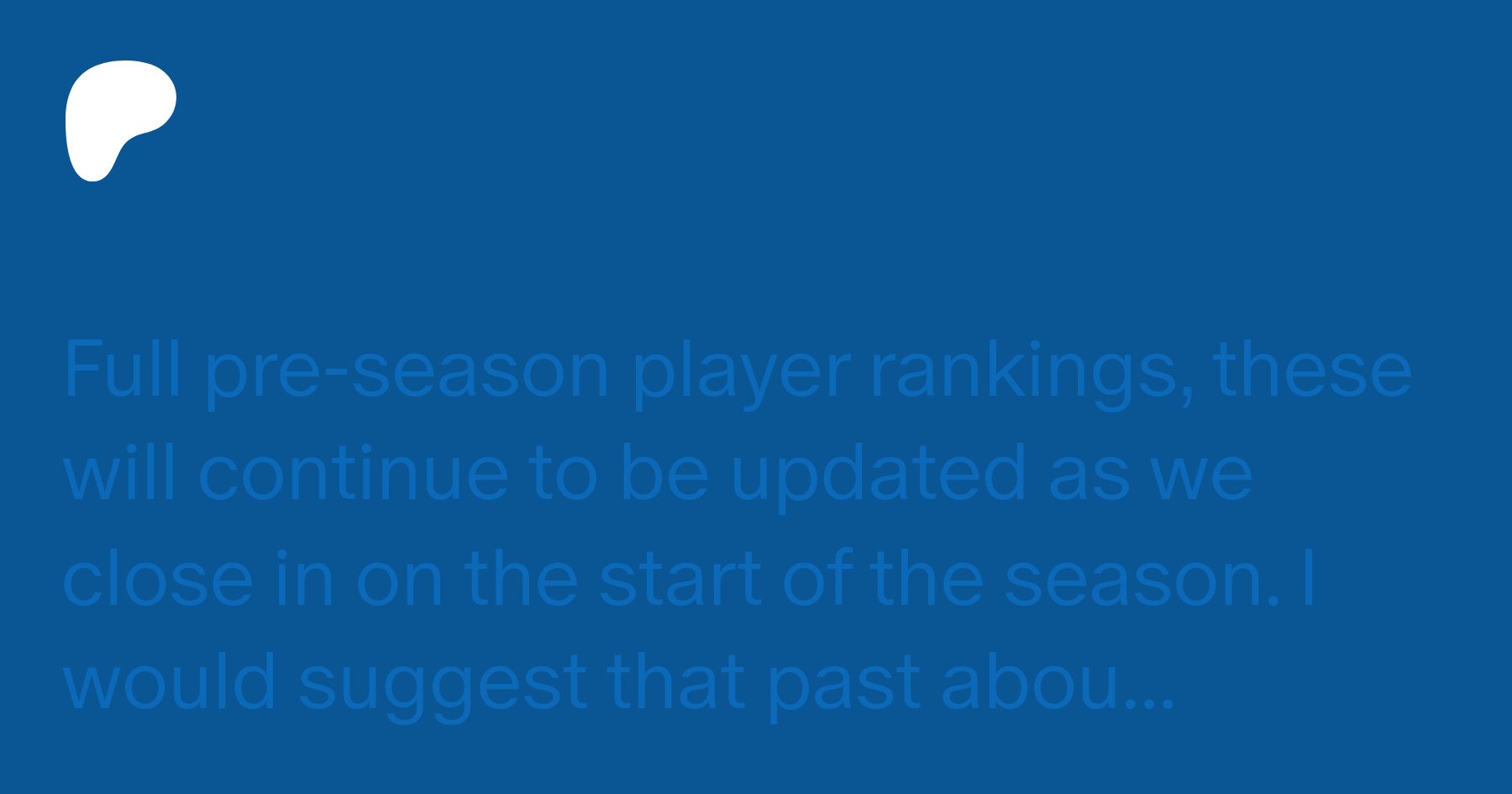 Pre-Season Full Player Rankings