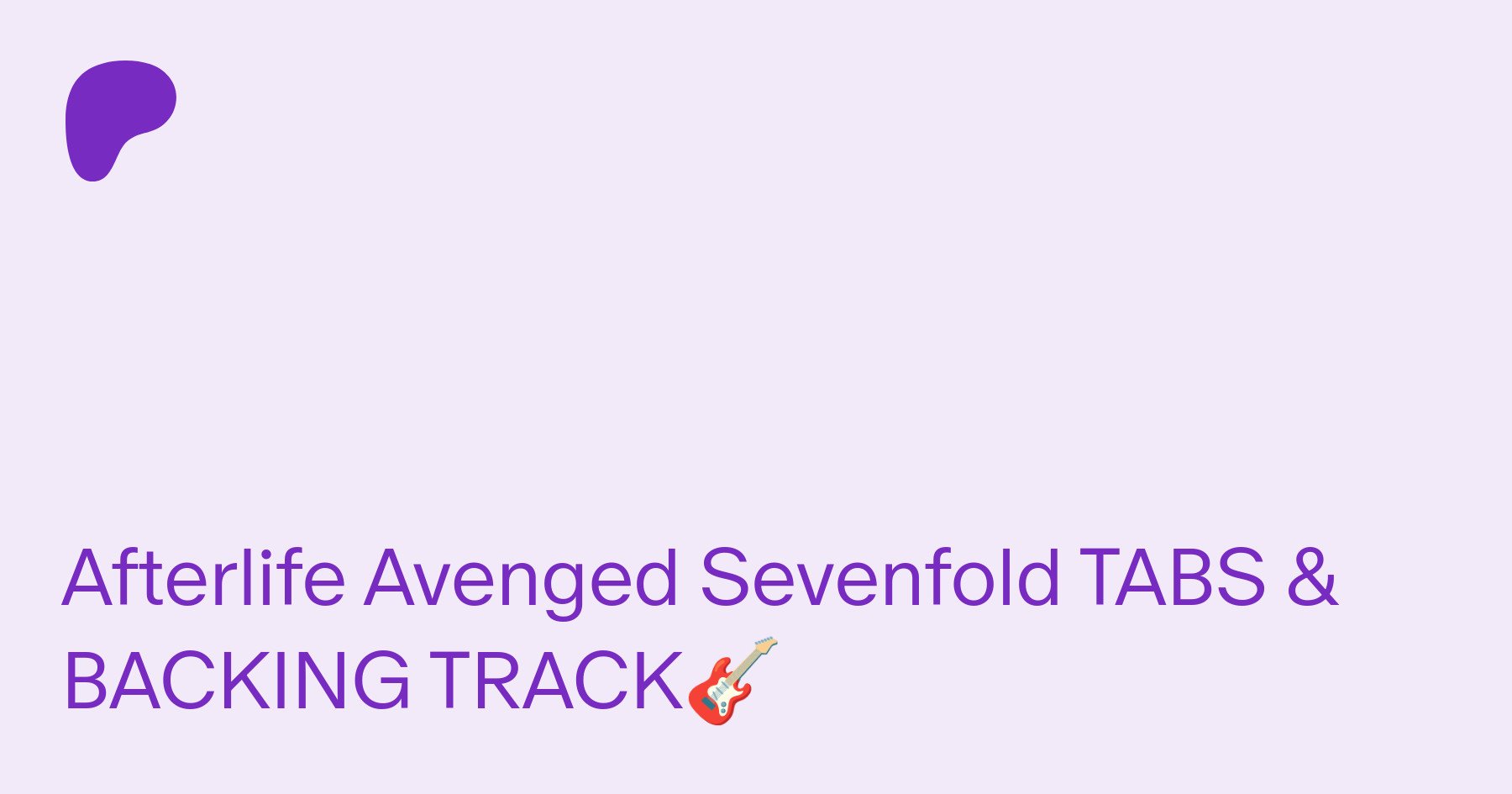 Afterlife Guitar Backing Track by Avenged Sevenfold Guitar Backing Track