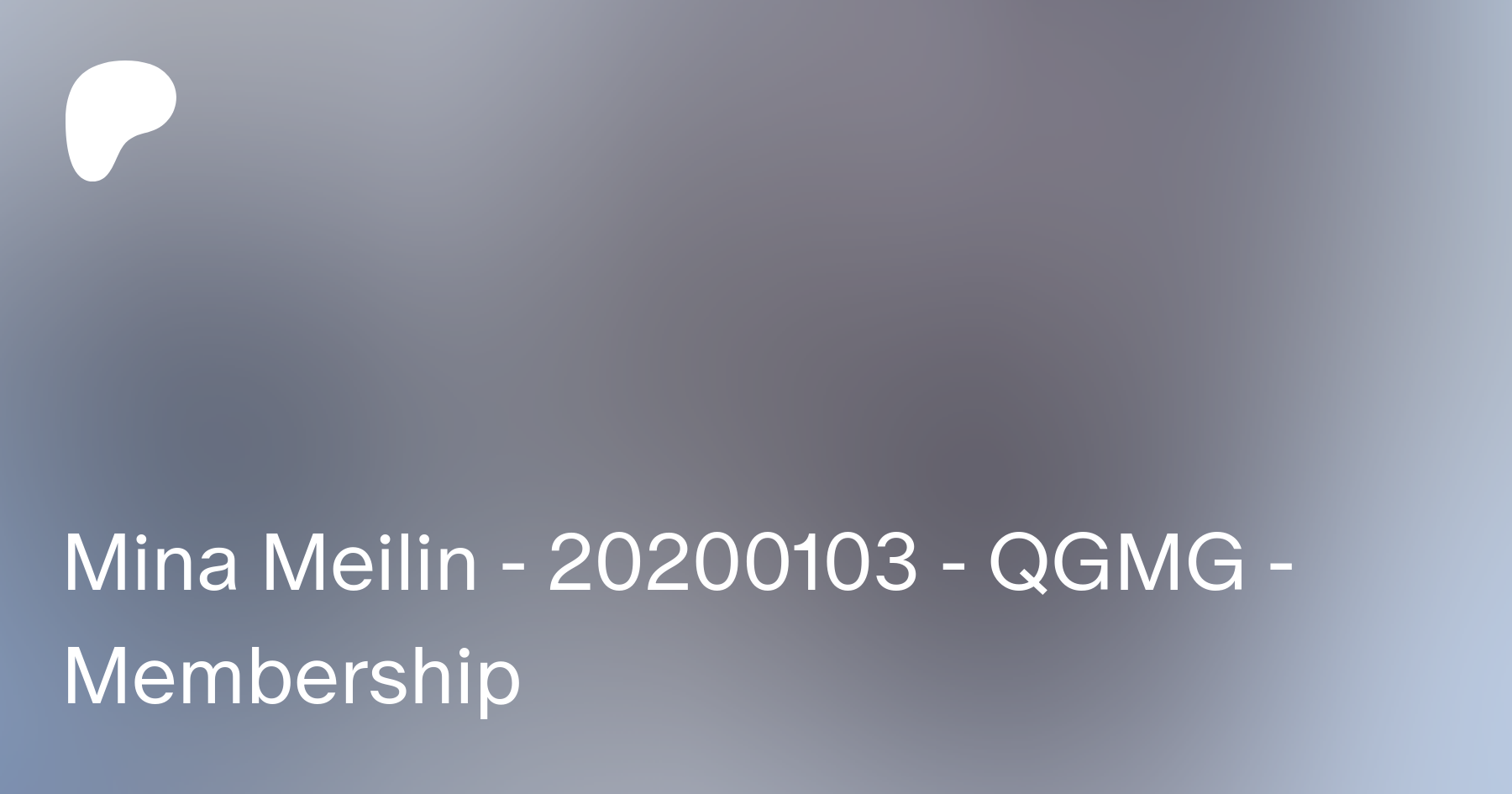 Mina Meilin - 20200103 - QGMG - Membership | Patreon